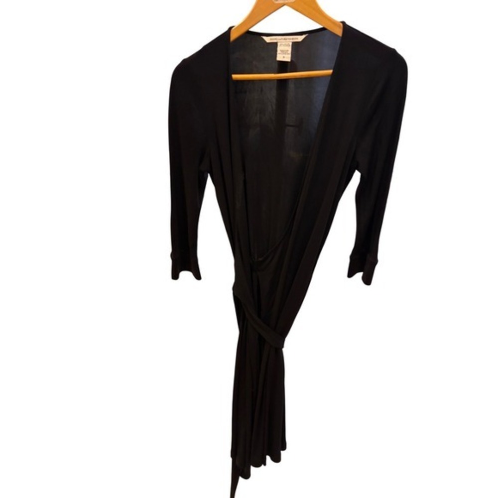 Diane Von Furstenberg Black DVF Wrap Dress 3/4 Sleeve Size 8‎